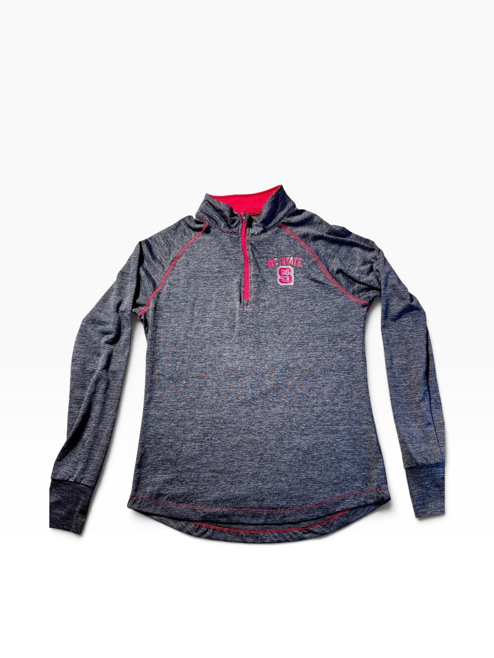NC State Wolfpack Colosseum Women M Quarter Zip Pullover Gray Red NCAA